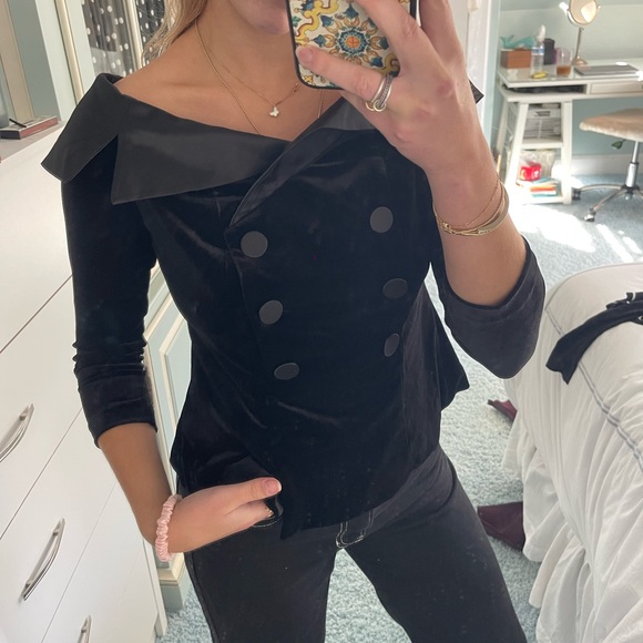 Adrianna Papell Black Velvet top - Picture 1 of 4